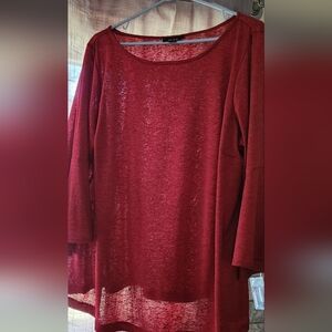Red 3/4 bell sleeve blouse